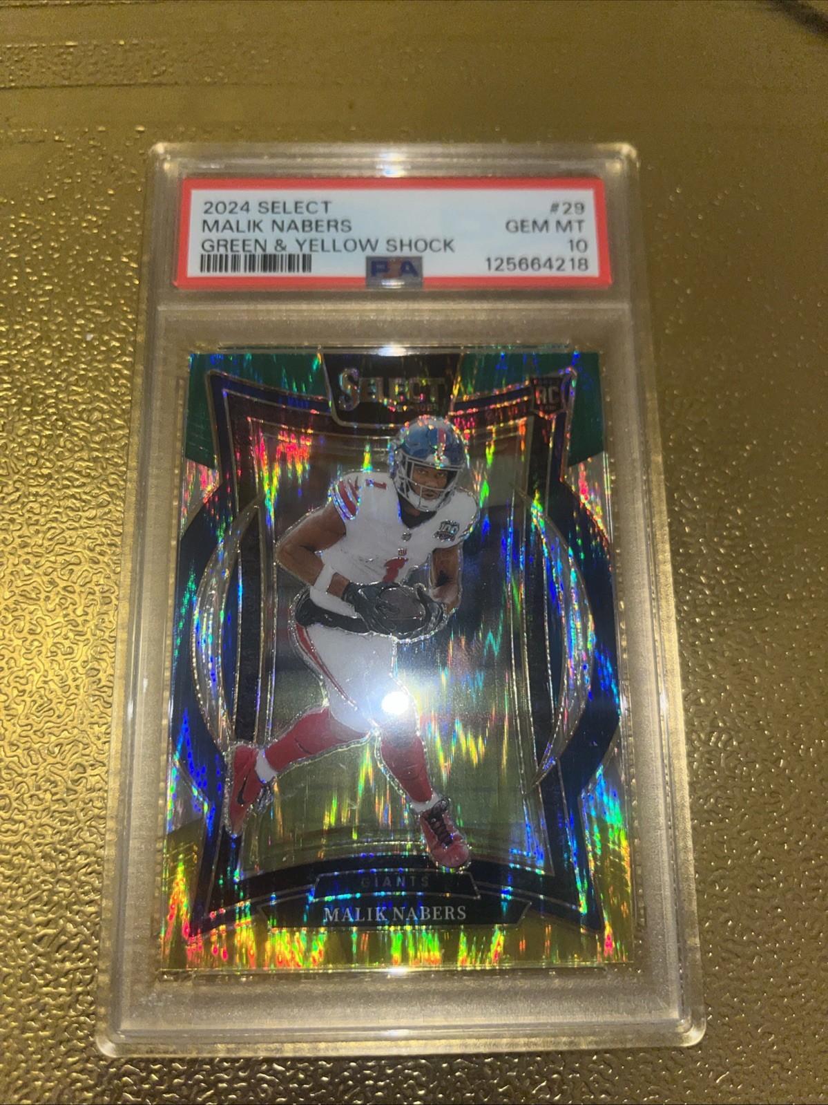 2024 Select Malik Nabers Concourse RC Green and Yellow Prizm Shock #29 PSA 10