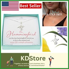 Sterling Silver Hummingbird Necklace 18-inch Cable Chain Gift for Bird Lovers