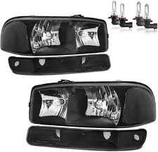 Headlights Assembly with Bulbs for 1999-2007 GMC Sierra, Compatible with 1999...