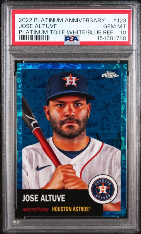 Jose Altuve 2022 Topps Chrome Platinum #123 Toile Blue Refractor /199 PSA 10