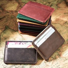 Mens Slim Genuine Leather Wallet Card Holder Front Pocket Credit Cards Case Thin