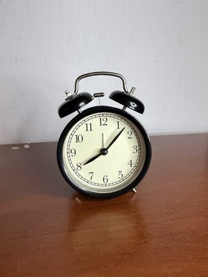 IKEA DEKAD Twin Bell Alarm Clock Black Silent Analog Retro Desk Table Clock