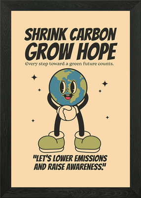 Erde Cartoon - Shrink Carbon Grow Gerahmtes Wandbild Poster Leinwanddruck Bild