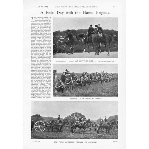 MILITARY A field Day with the Hampshire Brigade Antique Print 1898