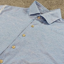 Johnnie-O Top Shelf Men's Medium Blue 100 Cotton Short Sleeve Button Down Shirt