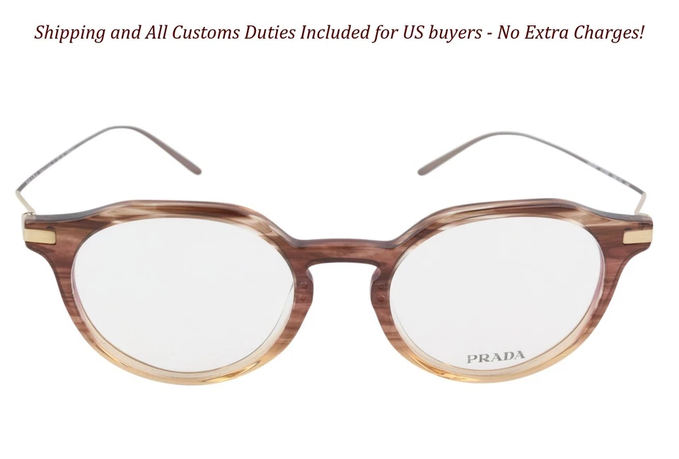 PRADA 0PR06YV Hombres Anteojos OS Marrón Estampado Ovel Demo Lente Logo PVP €431 Foto 2 de 4