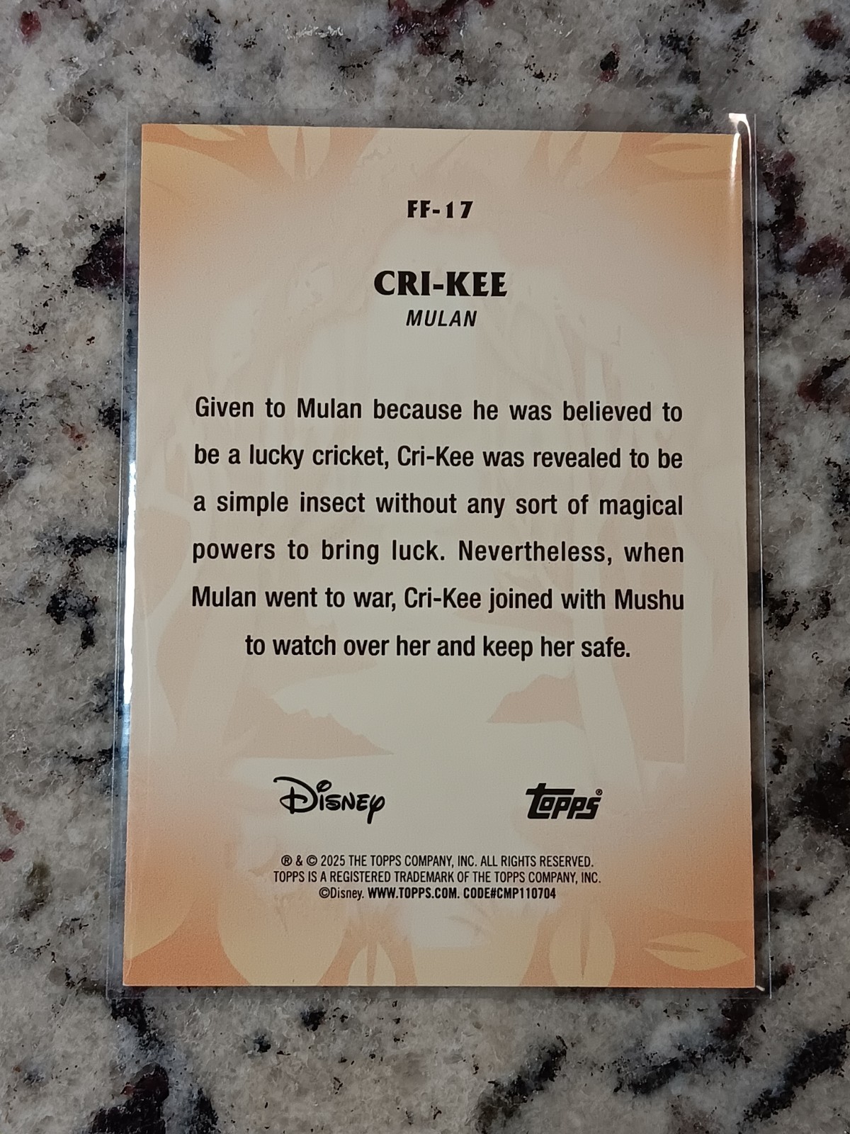 Cri-Kee 2025 Topps Disney Wonder Furry Friends Mulan #FF-17 Gold /50