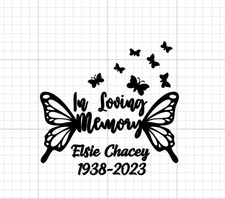 Personalized In Loving Memory Vinyl Decal With Butterflies