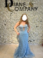 Sherri Hill (style 56160) Lt Blue Sparkly Sequin Lace Corset Bodice Formal Gown