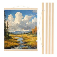 2 Set Magnetic Poster Hanger Frame, 24 Inch Wide Hanging Kit, Wood color