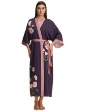 Kihnop Womens Floral Kimono Robe Long Satin Robe Long Silk Bathrobe Ladies Ki...