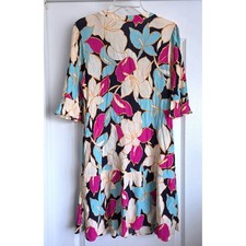Easel LA Tropical Floral VNeck Button Front Crinkle Ruffle Mini Dress Sz L