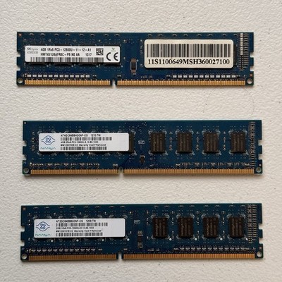 (3) 4GB SK Hynix HMT351U6EFR8C-PB 2Rx8 PC3-12800U-11-12-B1 DDR3 Desktop RAM
