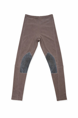 Bisou Bisou Riding Pants Womens Large Brown Leather Knee Patch Stretch USA Rider