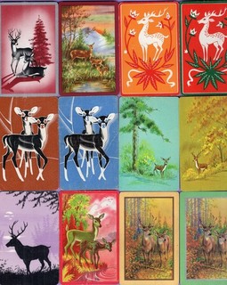 12 Single Swap Playing Cards DEER MALE FEMALE BABIES DECO VINTAGE SOME PAIRS
