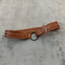 Gap Brown Thick Wide Leather Woven Braided Belt Women's MEDIUM