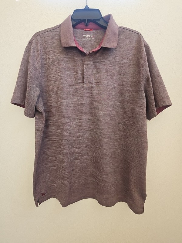 UNTUCKit Men's Shirt Sleeve Polo Shirt Size L Heather Burgundy