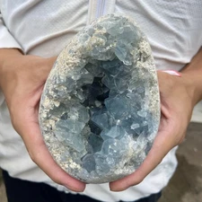 3.5LB Natural Blue Celestite Geode QuartzCrystal Mineral Specimen Healing