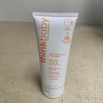 ThinkBaby Zinc Oxide Broad Spectrum UVA/UVB 50 SPF Sunscreen REEF FRIENDLY 6oz