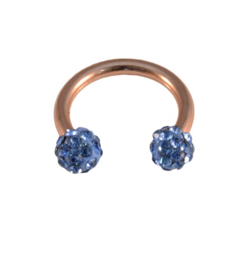 Horseshoe Bar Shamballa Crystal Circular Barbell Lip Nose Septum ROSE GOLD - Picture 9 of 15