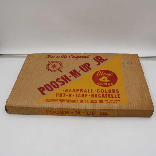 Vintage Poosh-M-Up Jr Tabletop Pinball Game Baseball Game w/ Box ZZ3709