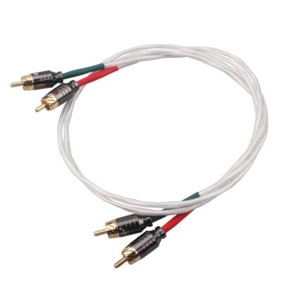 2 Core Pure Copper Silver-plated HiFi RCA Cable Audio Signal Interconnect Cable