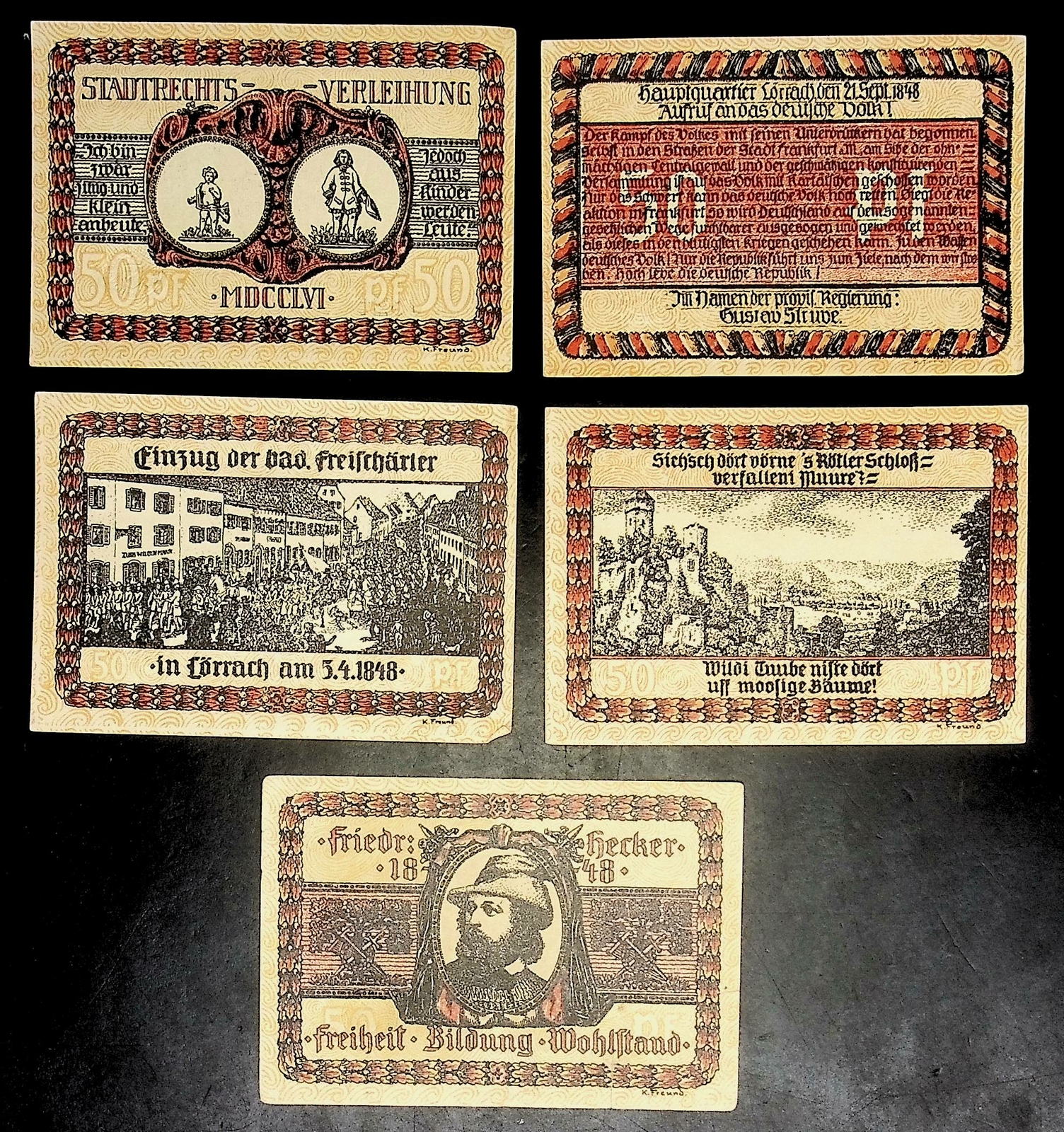 1921 Germany LORRACH 50 Phennig Banknote / Notgeld