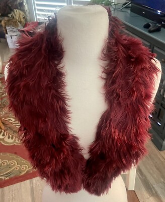 Peruvian Connection Wine Super Soft Alpaca Fur Collar With Hook 30  NEW