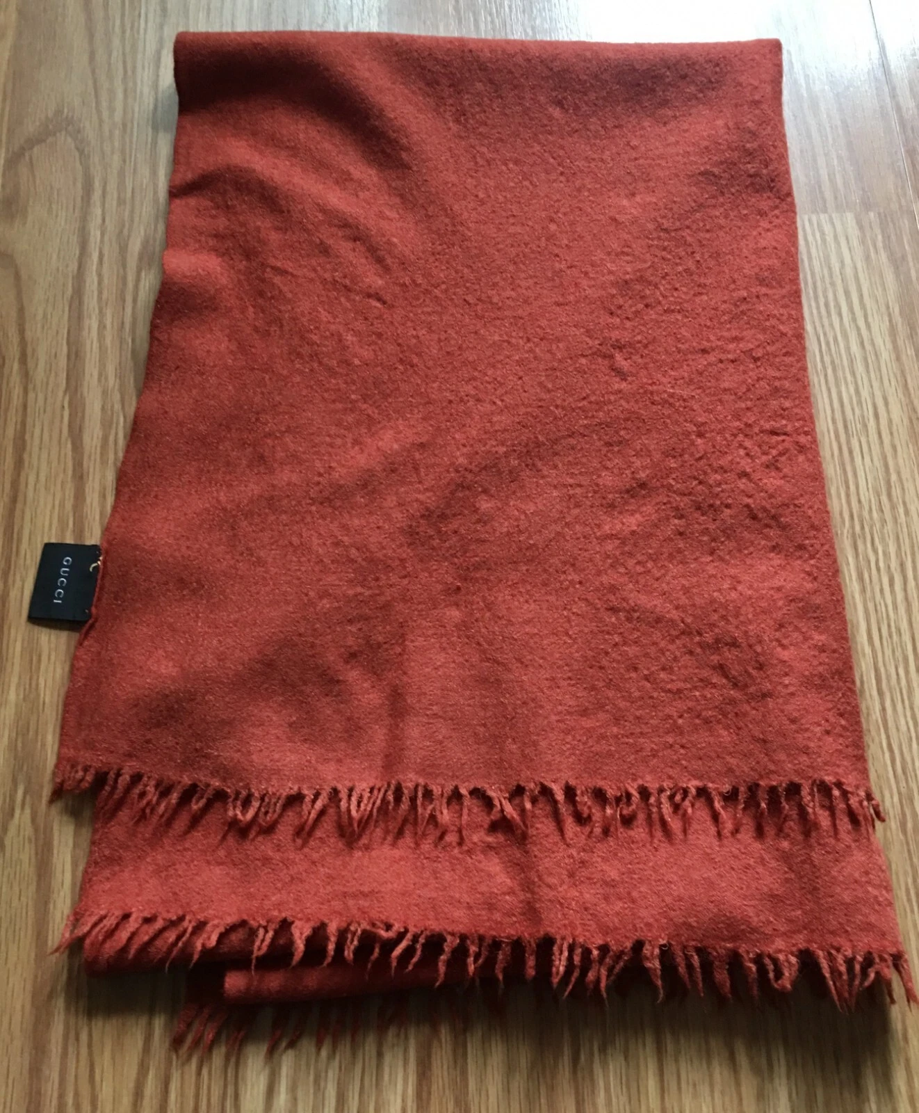 Grand châle écharpe GUCCI monogramme laine soie orange foncé 66 x 24 po