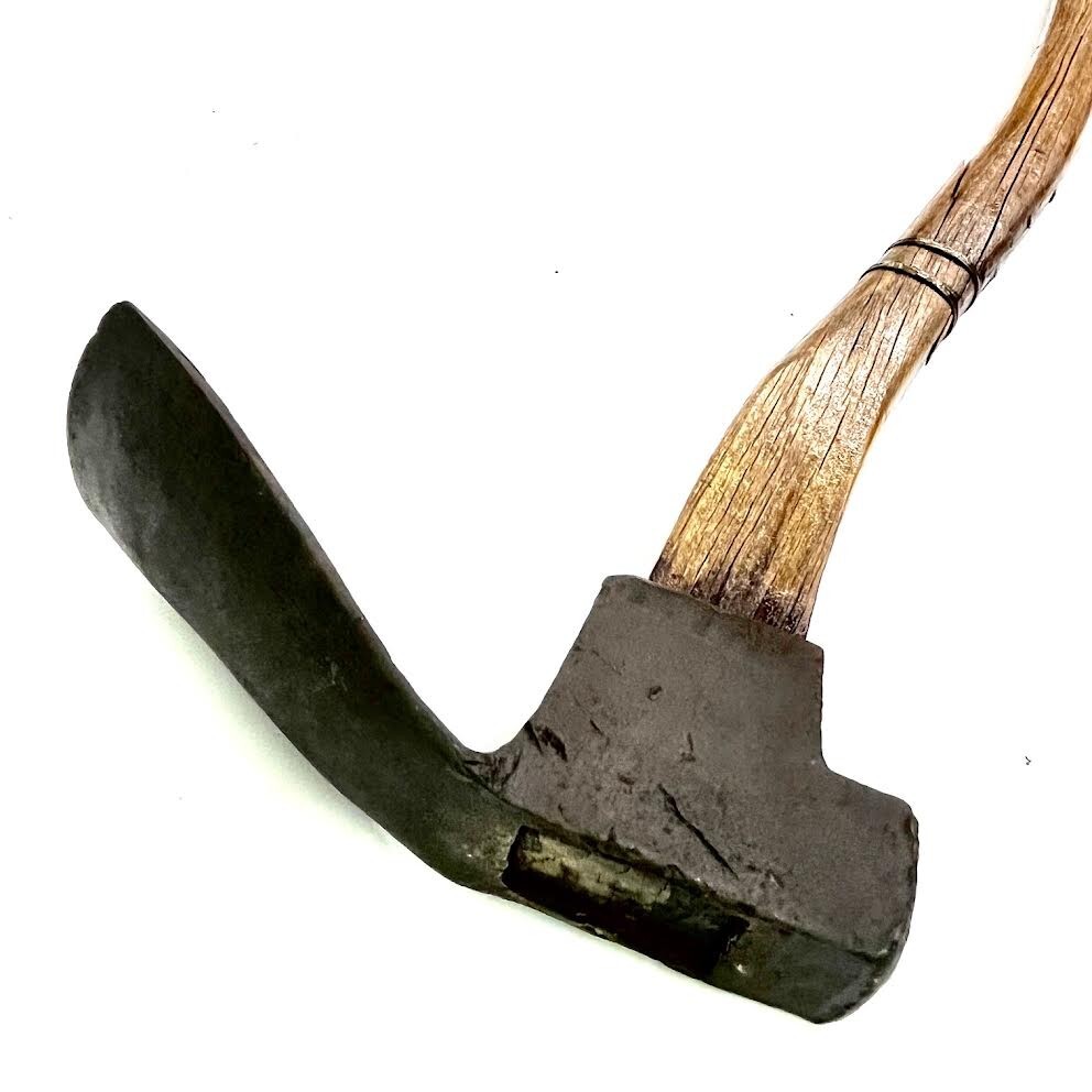 Antique Primitive Adze Axe Wood Handle Hammer Barn Ship Building Tool