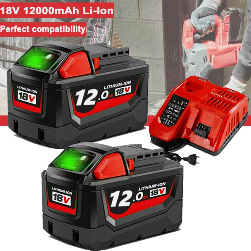 FÜR MI1WAUKEE Akku Für Milwaukee M18 M18B12 18V XC 9.0Ah 12.0Ah Li-Ion 48-11-1860 48-11-1812