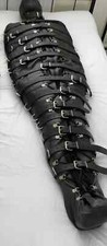 Real Leather Bondage Sleep Sack Mummy Full Body Sleeping Bag with Belts