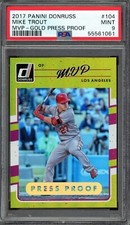 2017 PANINI DONRUSS 104 MIKE TROUT GOLD PRESS PROOF SP /99 POP 3 ONLY ONE^ PSA 9