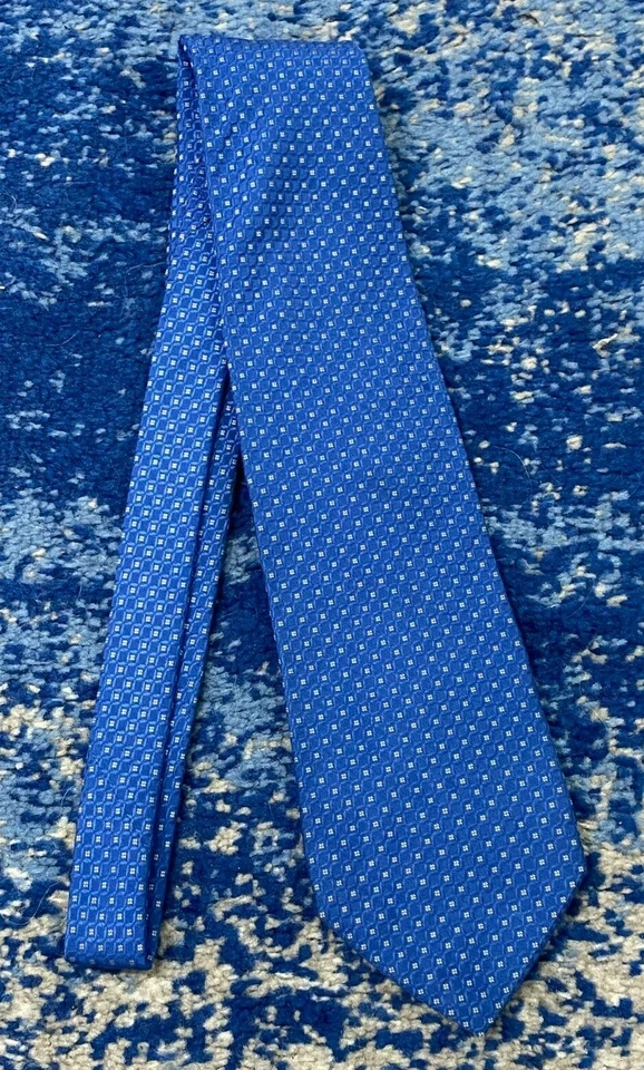Corbata de seda geométrica azul crema Armani Collezioni Italia Foto 2 de 4