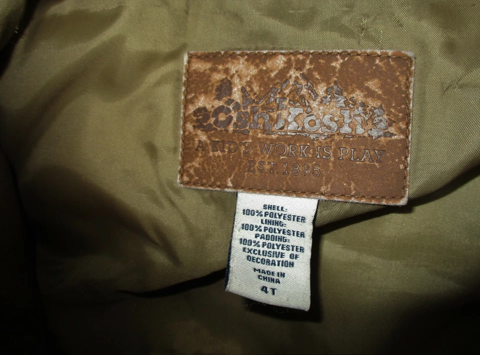 OSH KOSH Marrón Cremallera Completa Combo Chaleco Aislante y Chaqueta Niño Talla 4T Foto 4 de 4