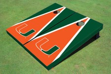 University Of Miami Orange And Hunter Matching Triangle Cornhole Boards