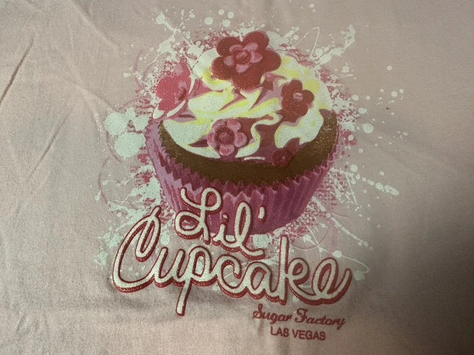 Girls "Sugar Factory /Las Vegas" Graphics LIL CUPCAKE Pnk Sht Slv T Sht Sz XL - Image 3 of 4