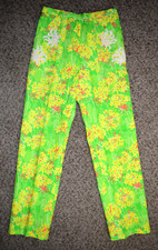 Vintage Lilly Pulitzer Pants Size 25.5 x 30 60s 70s Pocket Applique Lime Yellow