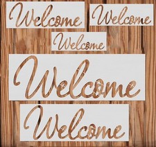 5 Pack Welcome Stencils Reusable Templates for Painting on Wood Wall Fabric
