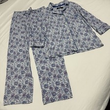 Lauren Ralph Lauren S Small PJ Pajama Set Long Sleeve Top / Pants Blue Pattern