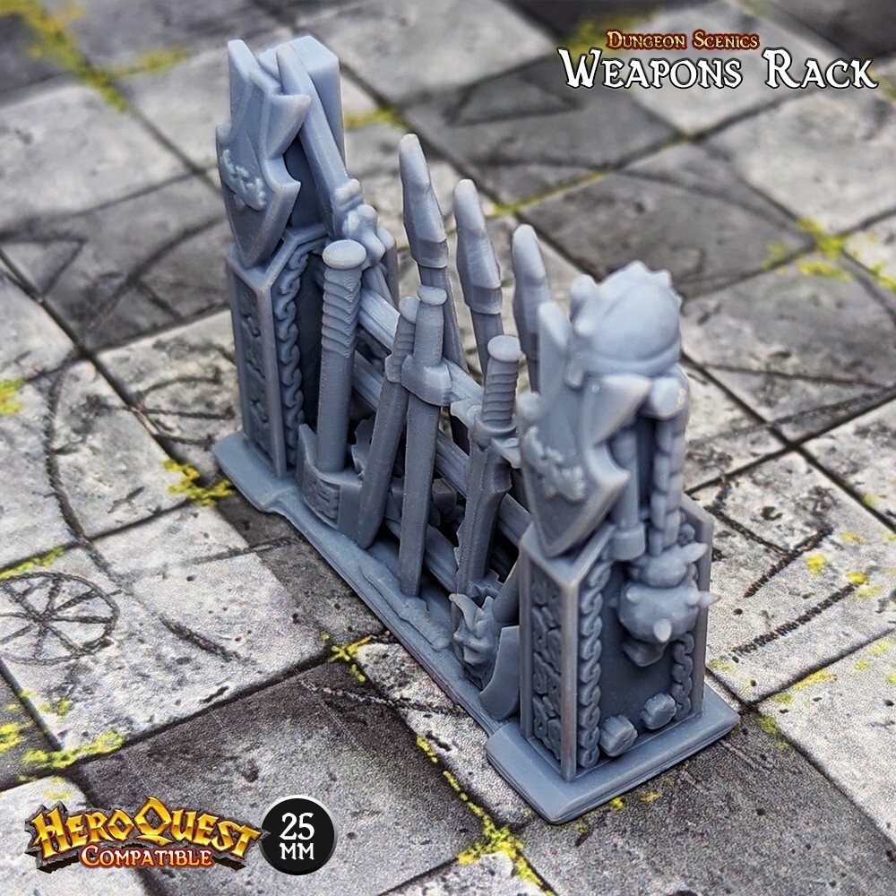 Dungeon Torque Racks 25mm Weapons Rack HeroQuest Compatible HD Dungeon Terrain Miniature | eBay