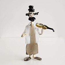 Handcrafted Lampwork Blown Glass Hanukkah Hasidic Figurine, 5.5-inch Tall