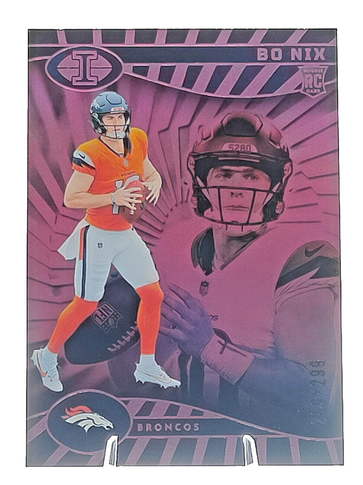2024 Panini Illusions Rookie Bo Nix 22 Pink Trophy Collection 289/299