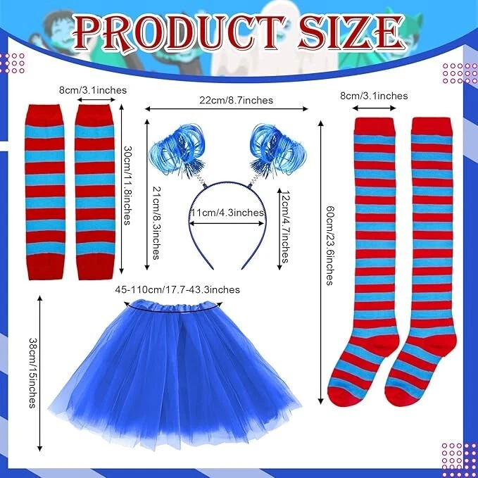 80s Costume Accessories Outfits for Women Tutus Skirt Headband 4 piece set NEW - Image 4 of 4