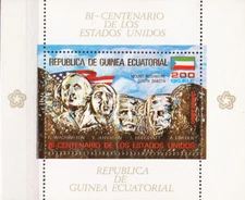 W EQUATORIAL GUINEA 0620-B179A USA BICENTENARY MOUNT RUSHMORE PERFORATED GOLD SS
