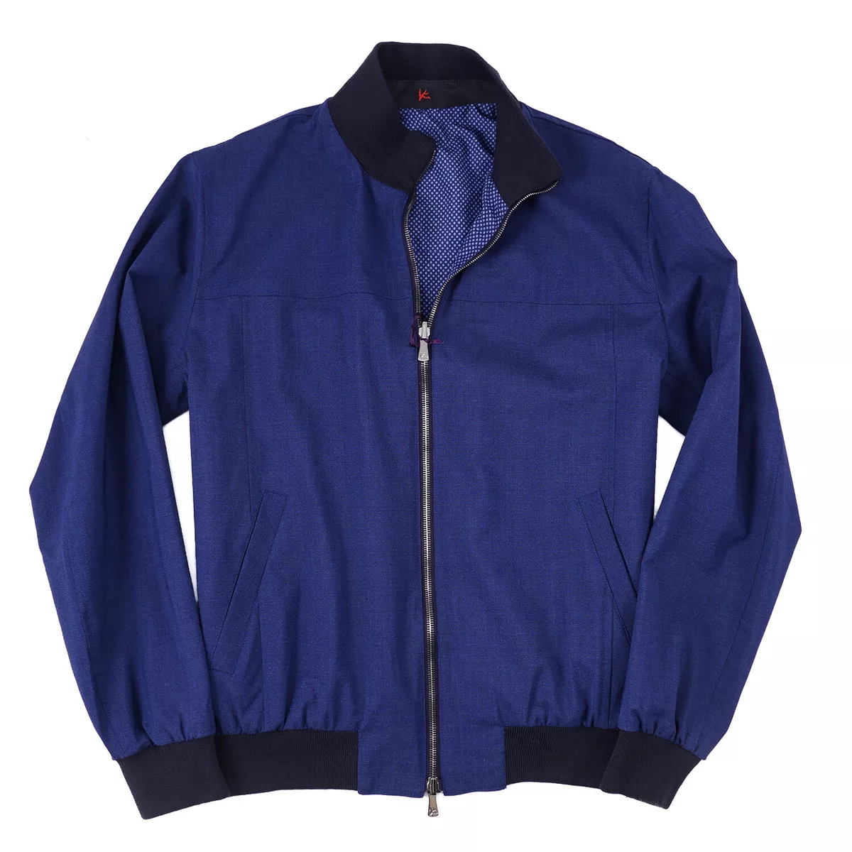Isaia Reversible Storm System Wool and Printed Nylon Bomber Jacket