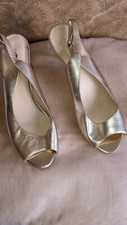 NINE WEST Formal/Dressy Gold Platform Sling Back Sandals Heels Women's 11M