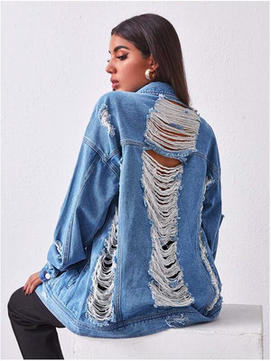 ripped back denim jacket