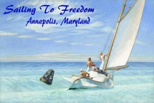 Sailing to Freedom Annapolis Maryland Sail Sailboat Vintage Poster Repro FREE SH