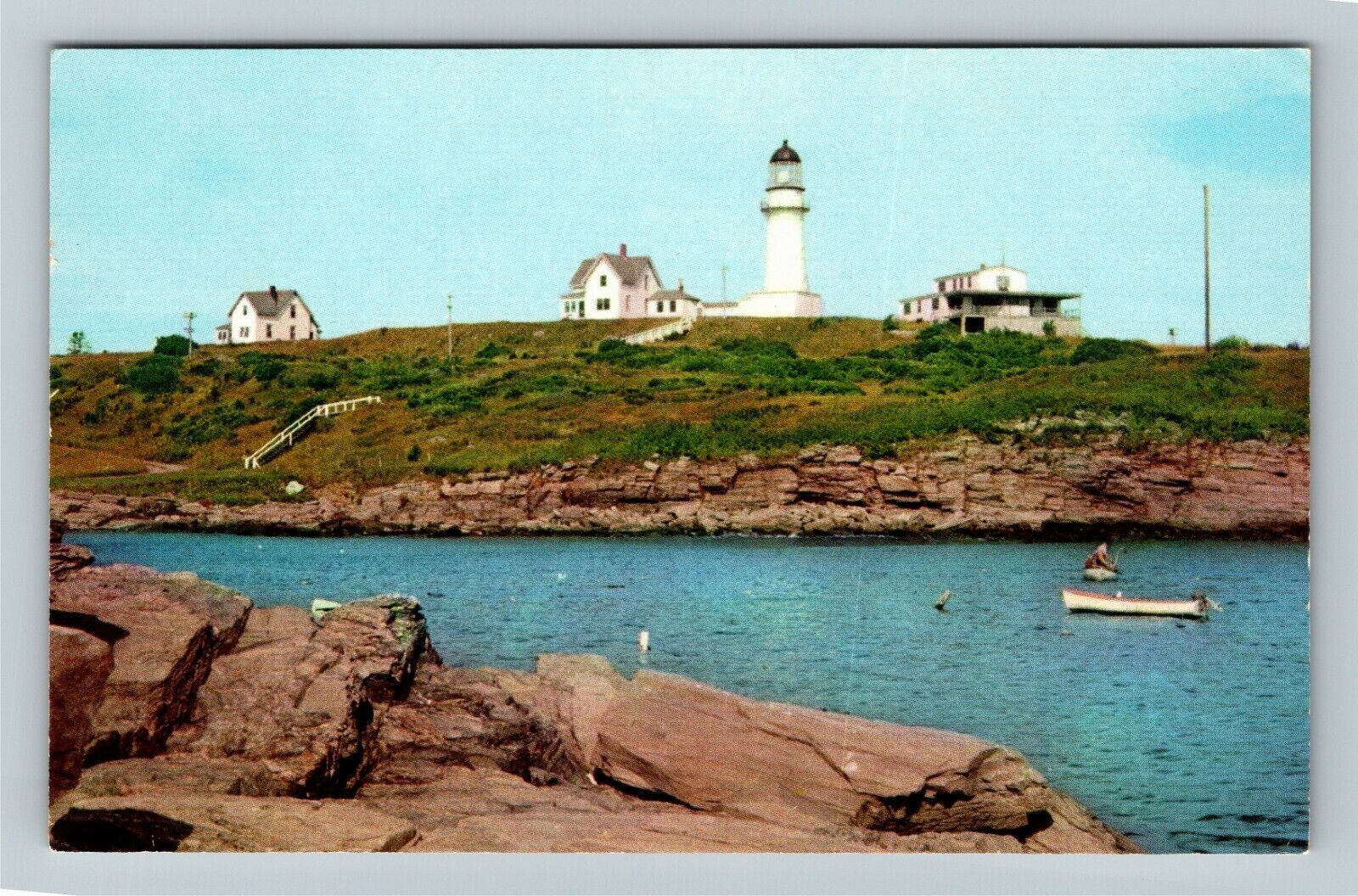 Cape Elizabeth ME-Maine, Two Lights Lighthouse Coast Guard Vintage Postcard